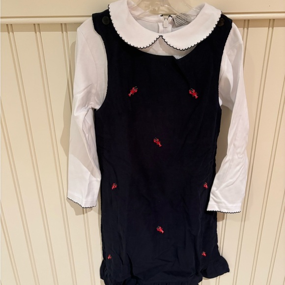 2-piece Navy Blue Dress with lobster embroidery